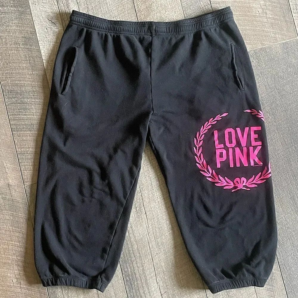 Victoria’s Secret PINK, Black, Cropped Joggers. Size Small.